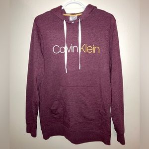 Maroon Calvin Klein Lightweight Hoodie Sweatshirt